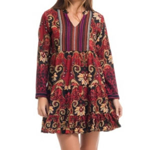 PEACE + LOVE Calao Boho Embroidered Floral Mini Dress Size Small NWT